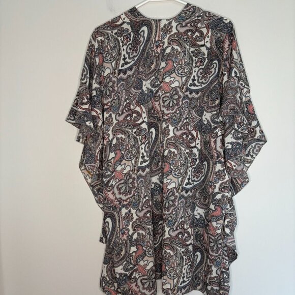 KELSEA Apparel NEW Paisley Ruffle Short Sleeve Cardigan Womens M Ivory Pink - Picture 4 of 6